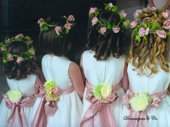 Flower girls wreaths and sashes by The Wildflower Floral Design
