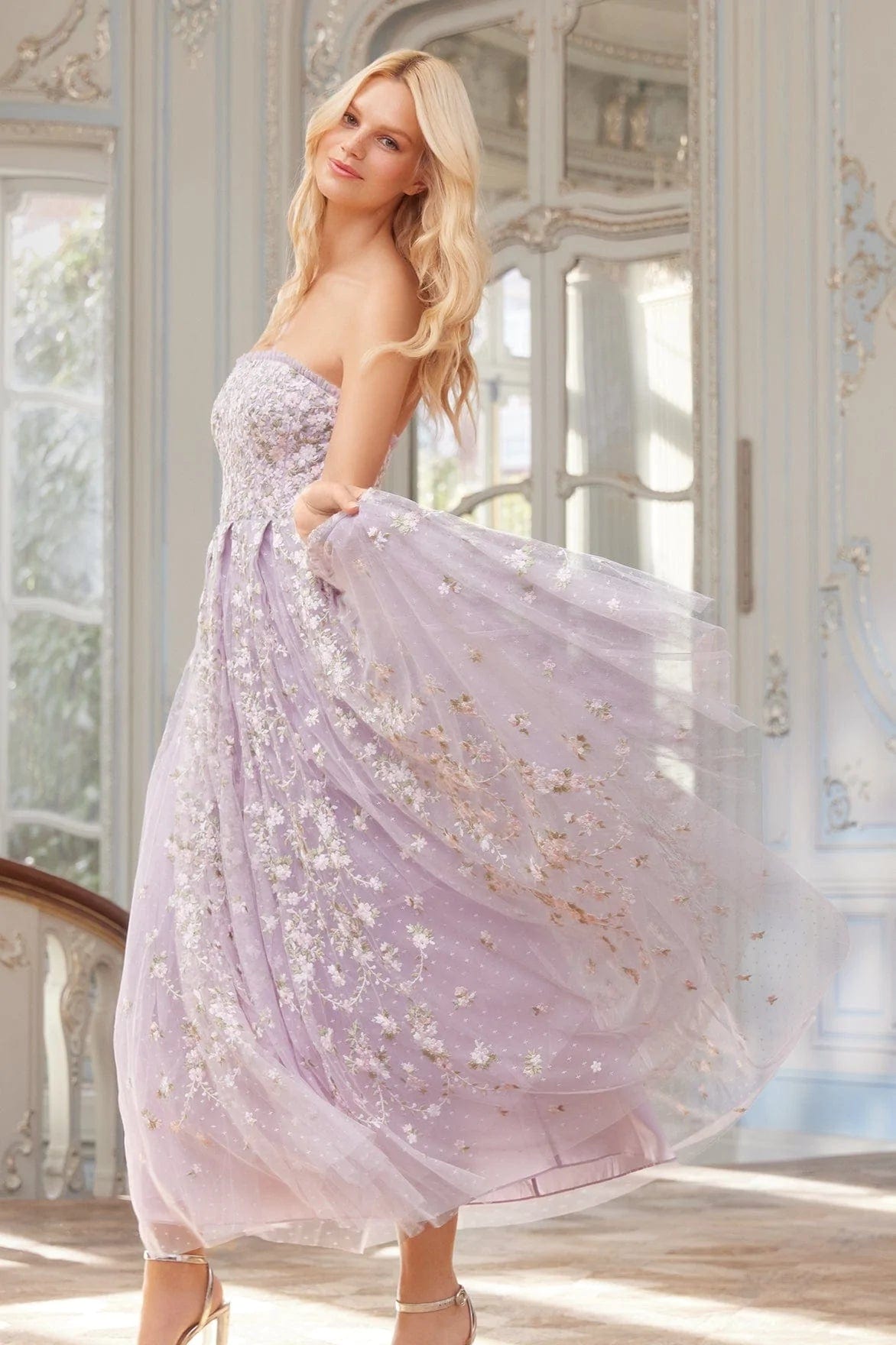 Needle and Thread Victoria Ditsy Strapless Purple Wedding Dress