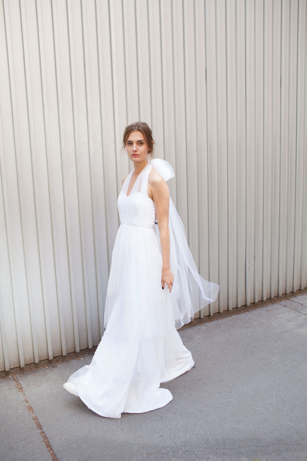 Samantha Sleeper Tulle Halter Wedding Dress
