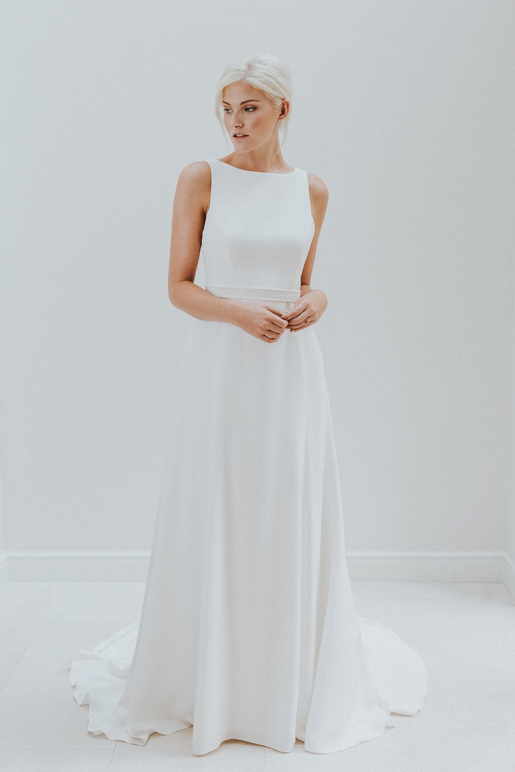 Charlotte Simpson sleeveless boat neck Wedding Dress