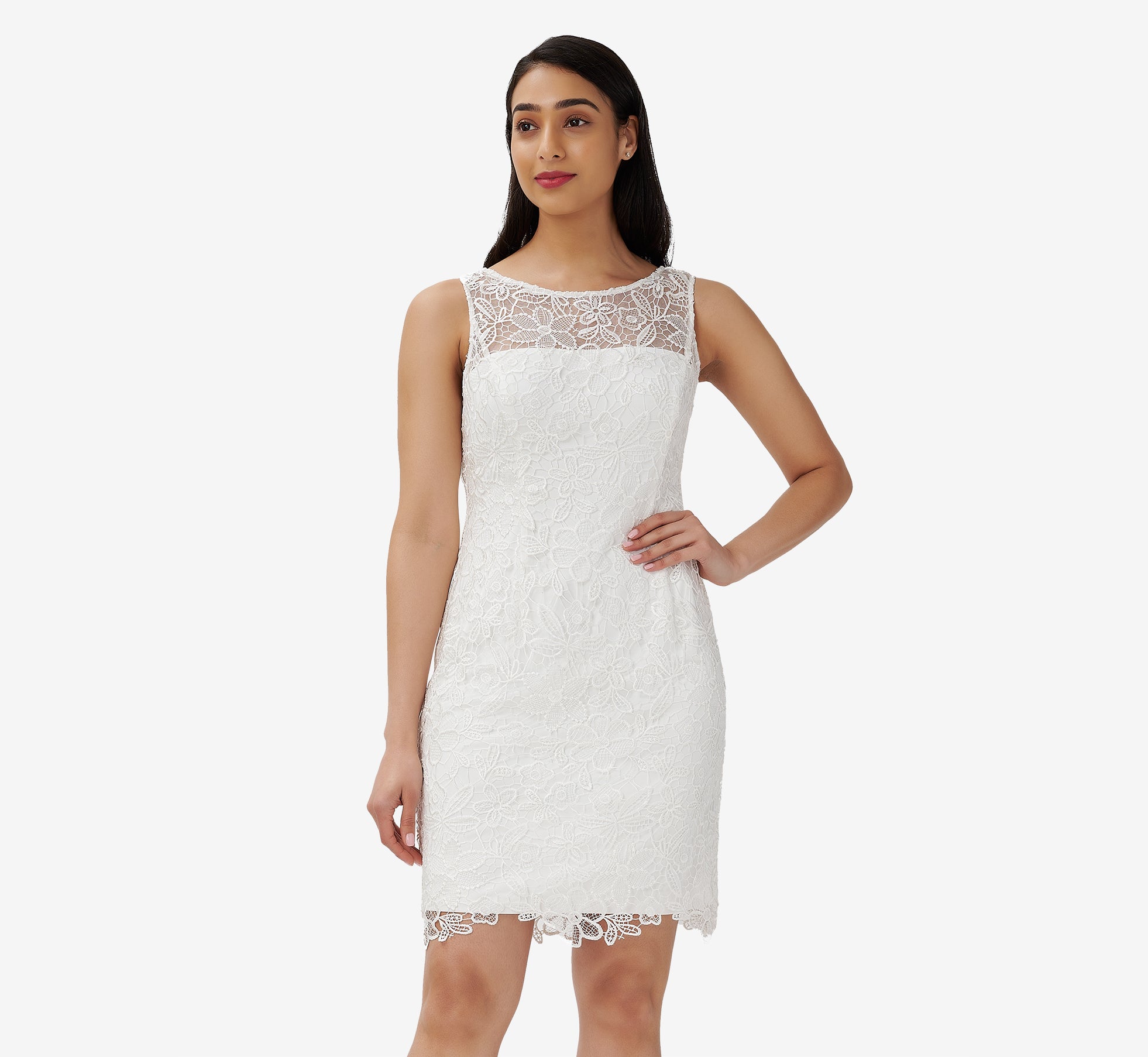 Adrianna Papell Short Guipure Lace Wedding Dress