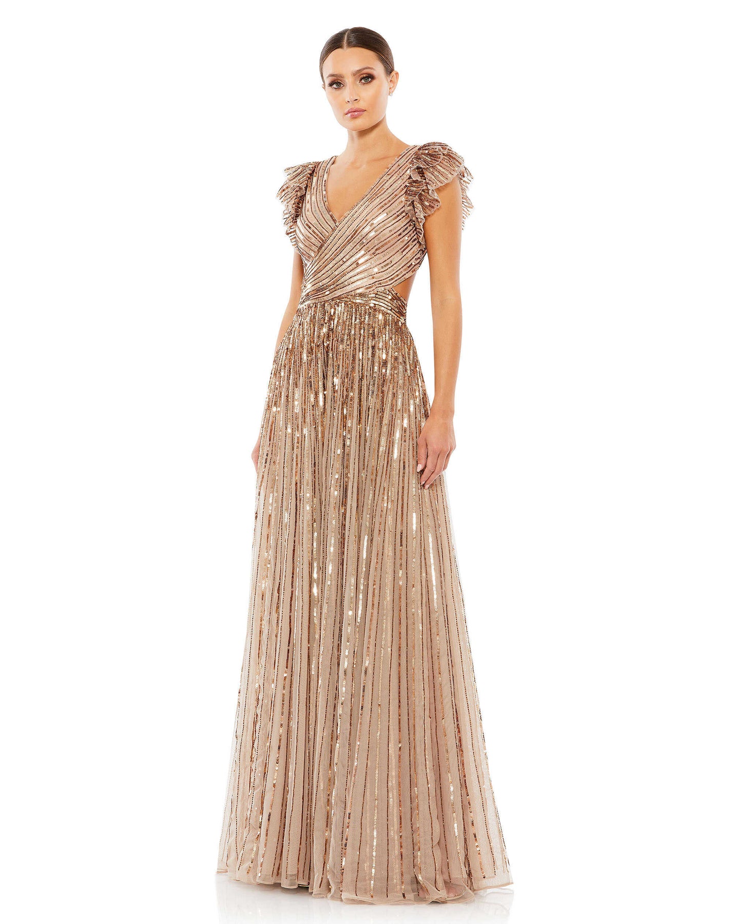 Mac Duggal Copper Sequin Wedding Dress