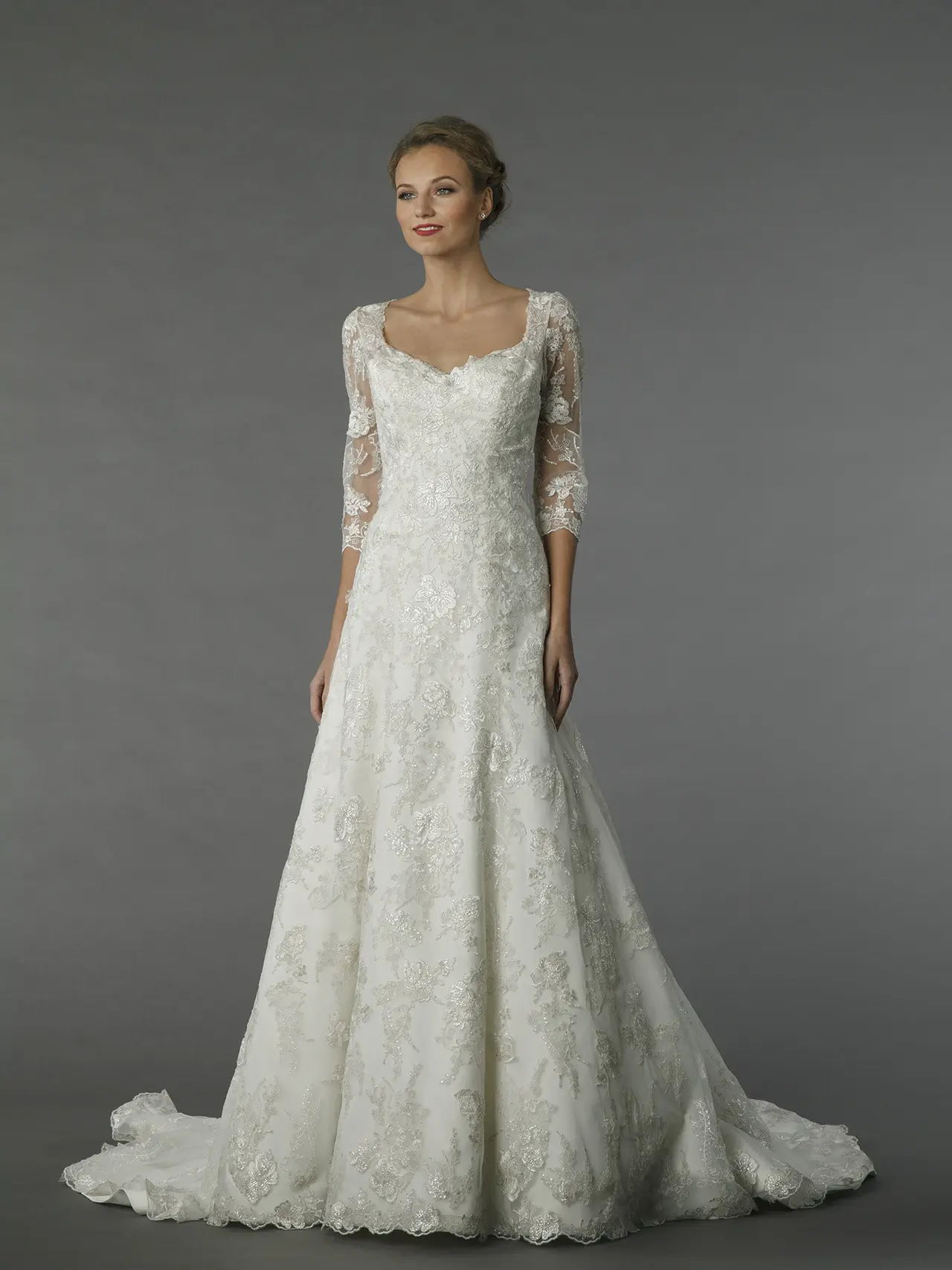 Alita Graham 3/4 Sleeve Wedding Dress