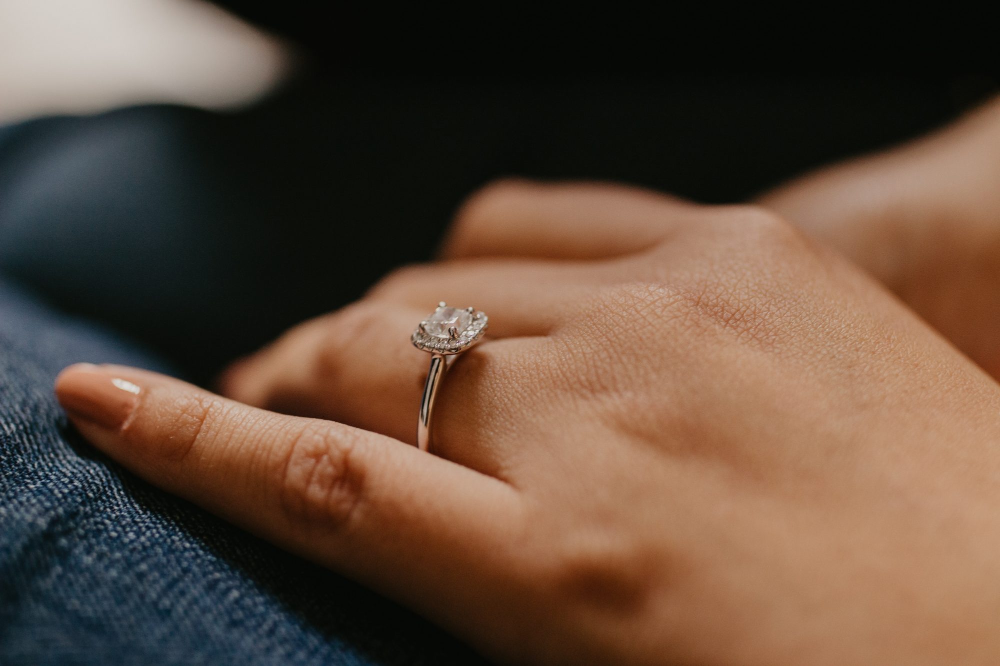 Closeup of hand wearing wedding ring