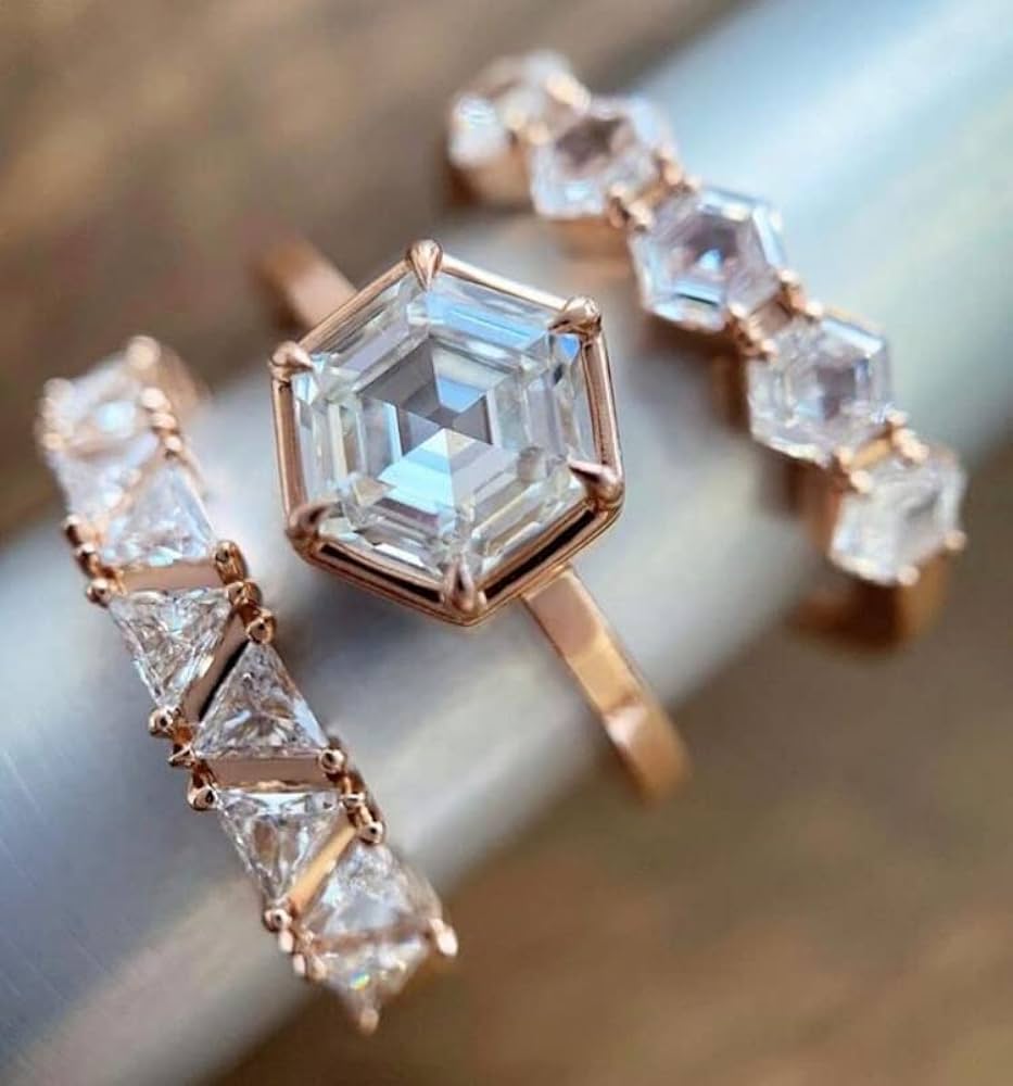 closeup of diamond rings