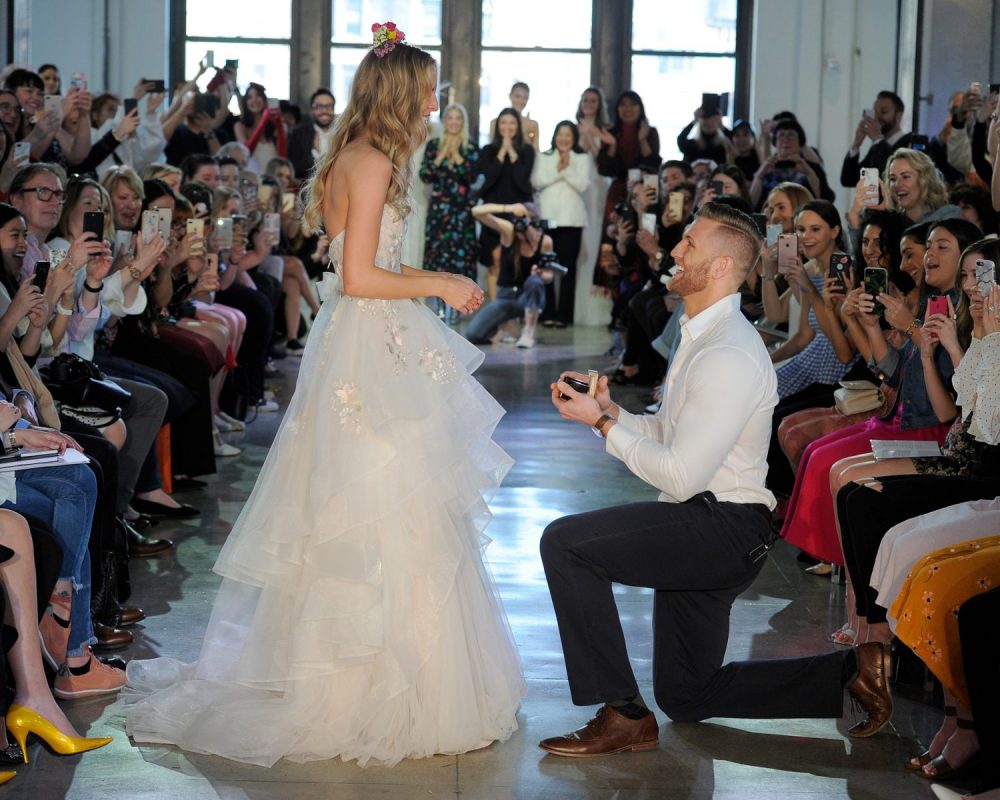 Surprise proposal at the Watters Spring 2019 bridal show