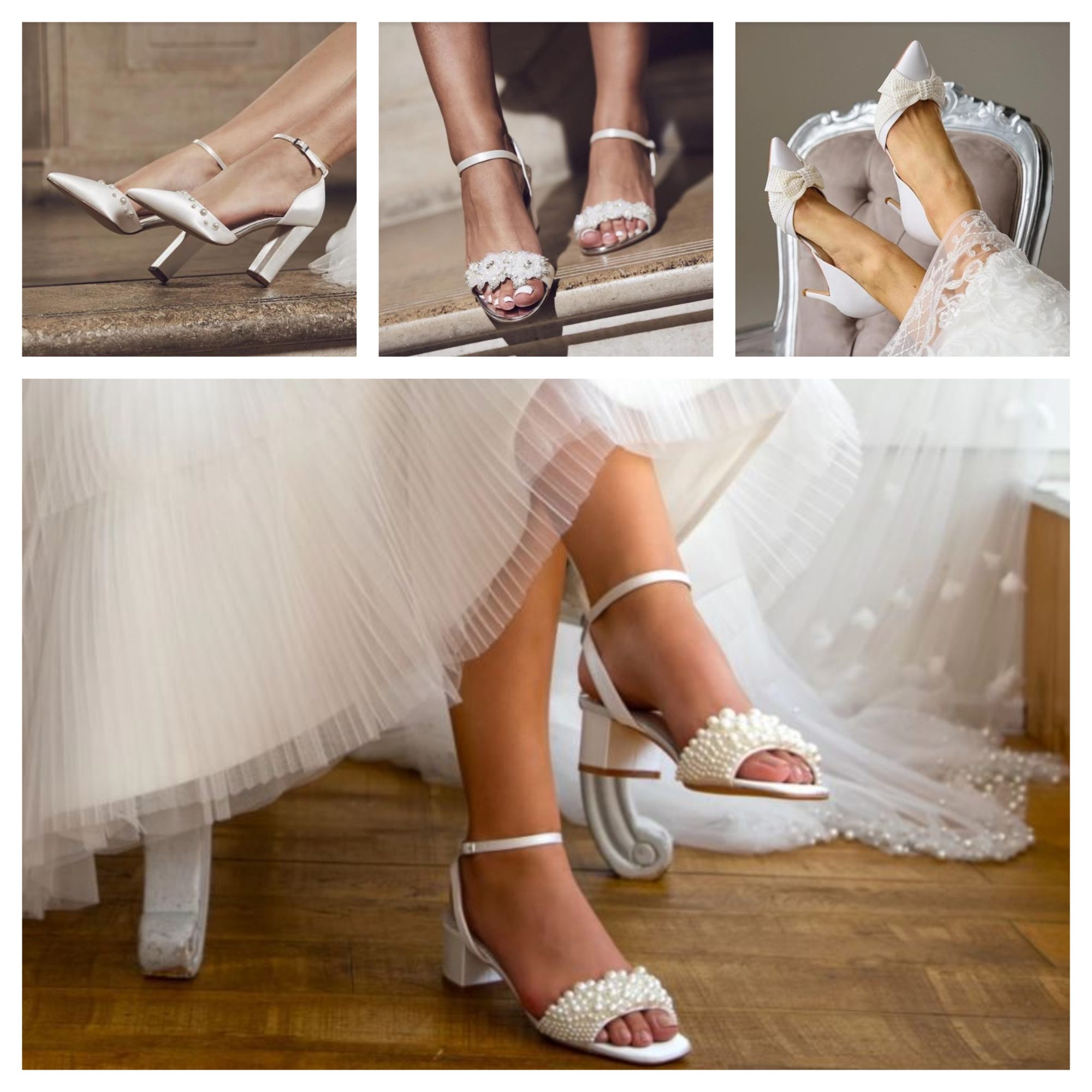 collage of wedding shoes