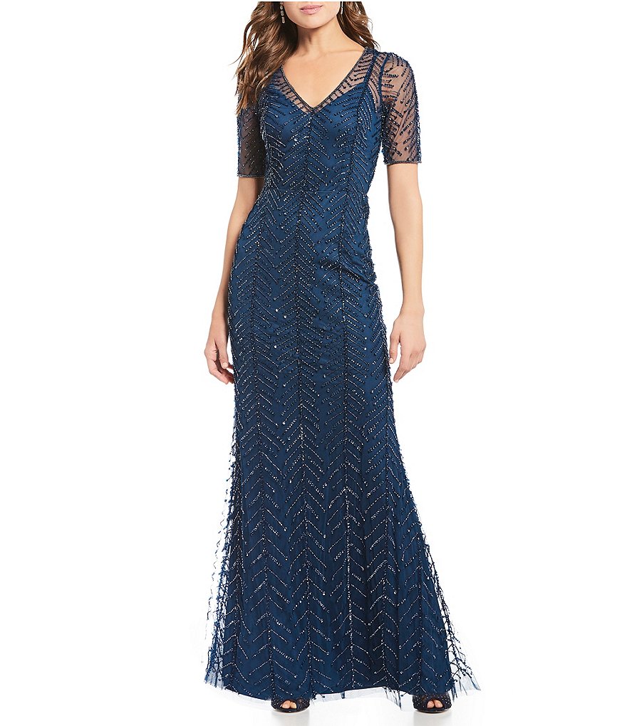Beaded V-Neck Gown | Adrianna Papell