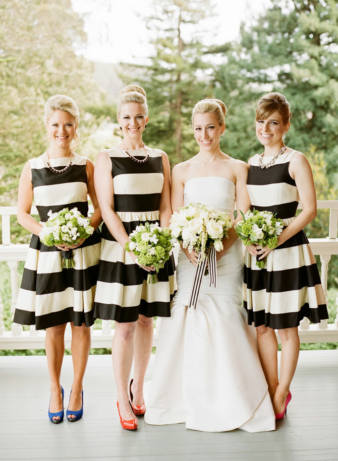 Polka Dot and Striped Bridesmaid Dresses, Kate Spade Inspired Wedding Party  Attire