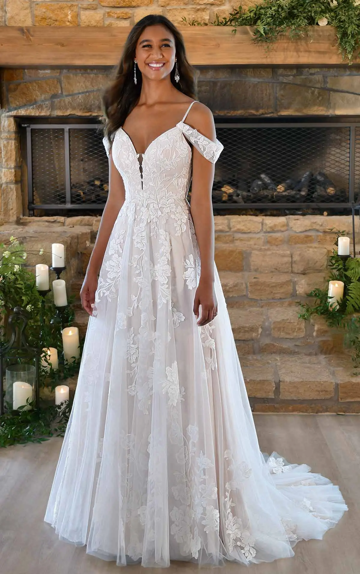 Stella York Ball Gown With Detachable Sleeves
