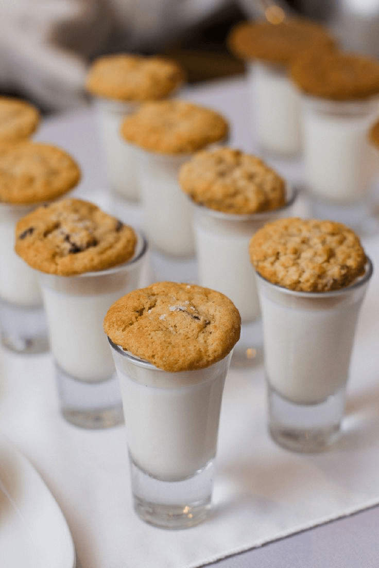 Milk and Cookies with Milk in Shot Glasses