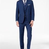 MIchael Kors Men’s Classic-Fit Blue Birdseye Vested Suit