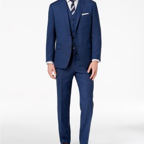 MIchael Kors Men’s Classic-Fit Blue Birdseye Vested Suit