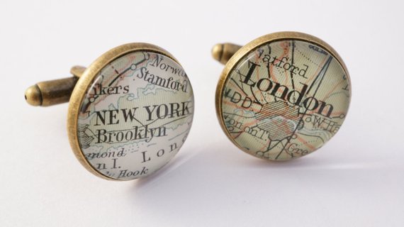 vintage custom map cufflinks
