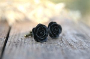 black flower cufflinks