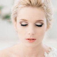 natural lip with glam eyeliner bridal makeup