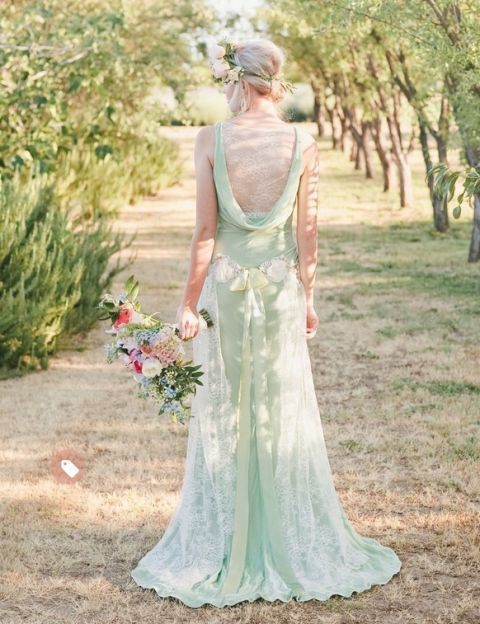 mint green wedding gown