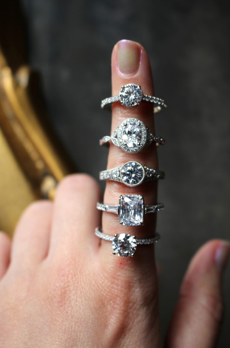 Finger with multiple engagement rings