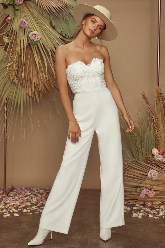 Strapless bridal pantsuit by Lulus