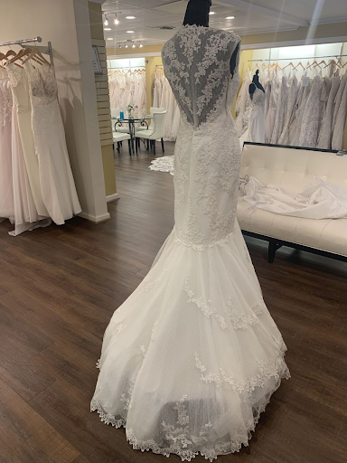 Gorgeous wedding dress displayed in store
