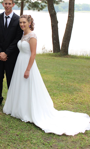 Simple high waisted wedding dress