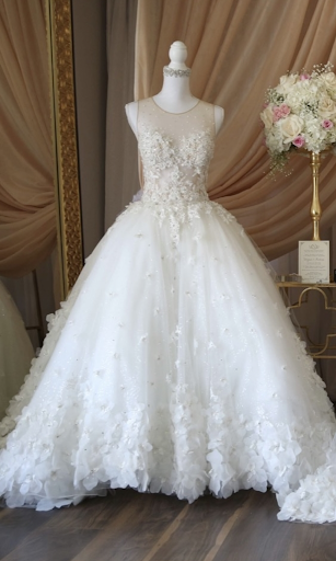 Beautiful ballgown wedding dress on a mannequin