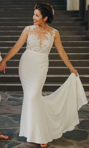 Silky and lacey wedding dress