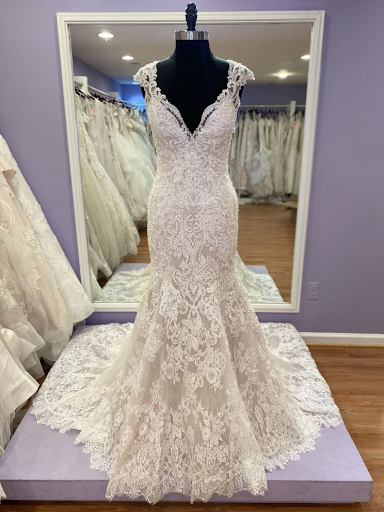Cap sleeve dress in wedding store