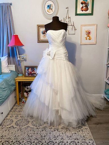 Unique wedding gown on display