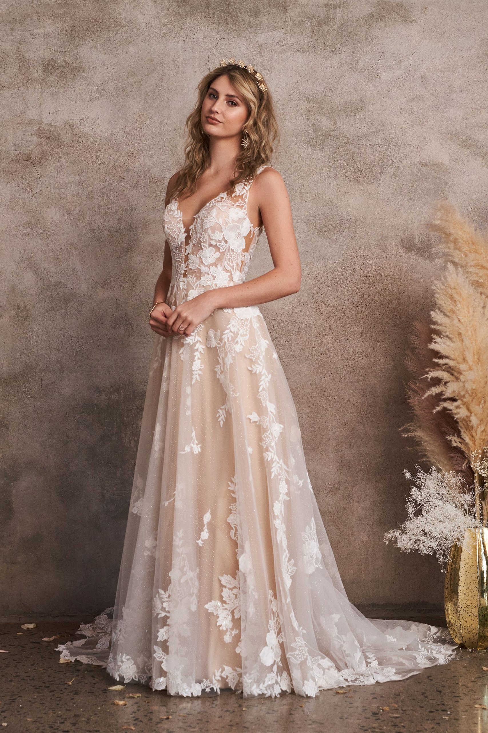 Baby Simple Light Pink Wedding Dress Bridal Designer Feature: Lillian West  PreOwned Wedding Dresses