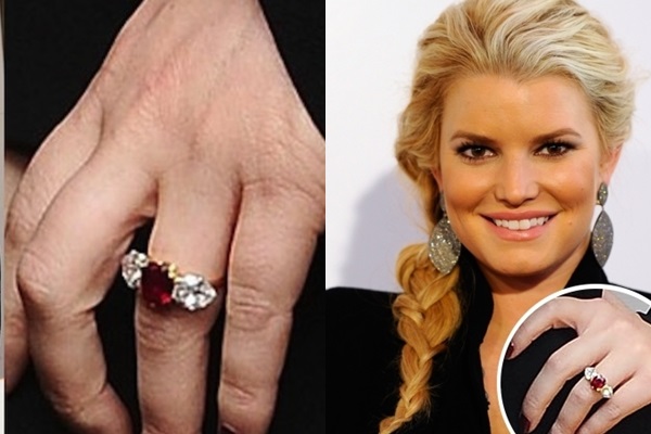 Jessica Simpson's ruby and diamond engagement ring