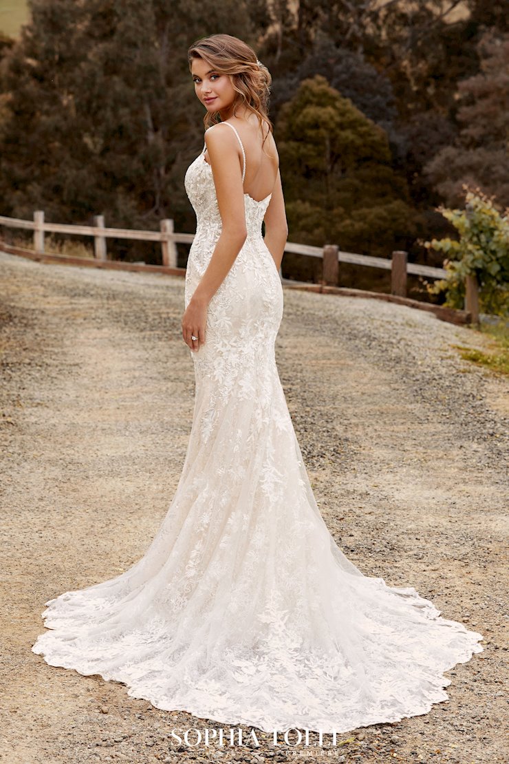 Back of Sophia Tolli's two-piece lace gown