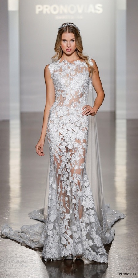 Sheer floral gown by Pronovias