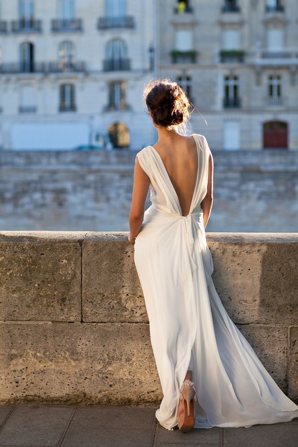 Backless Chiffon Wedding Dress Elegant Backless Wedding Gown