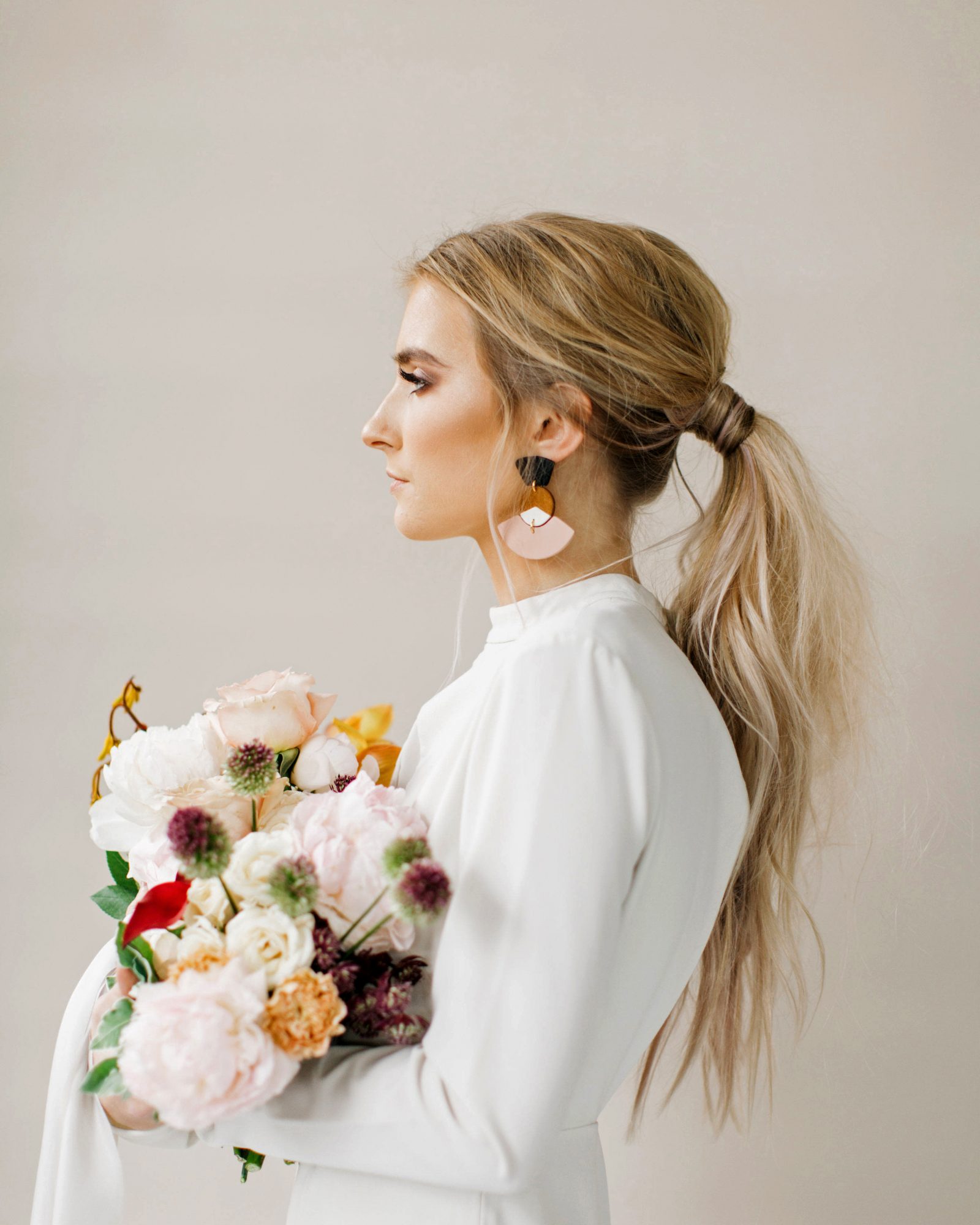 bridal wrapped ponytail
