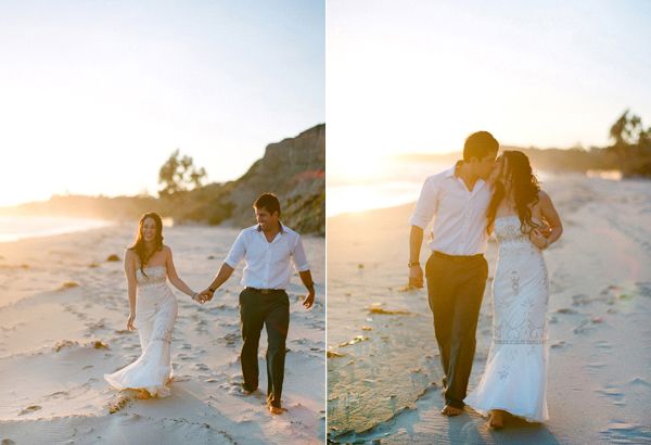 bride-groom-walking-on-beach-sunset