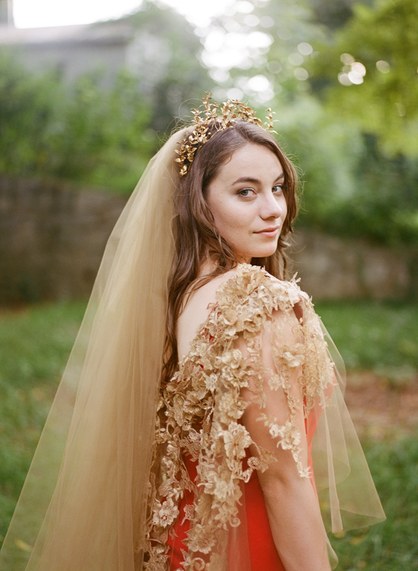 dramatic-red-wedding-dress-gold-details-veil