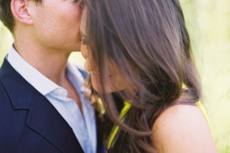 Engagement Photo Bright Yellow Royal Blue Kiss Blazer