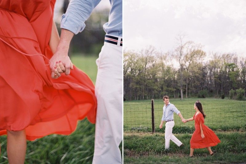 Engagement Photos Tennessee Coral White Blue Field