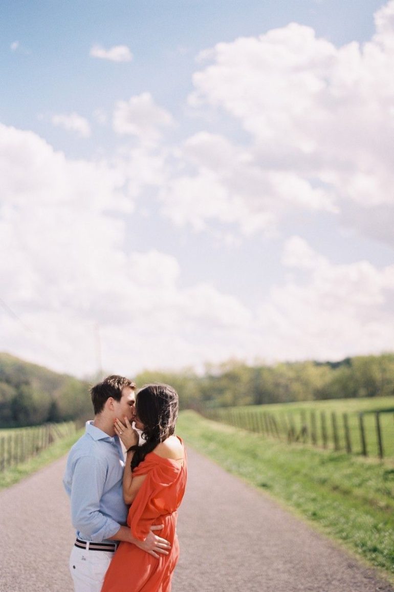 Engagment Photo Coral Dress Tennessee