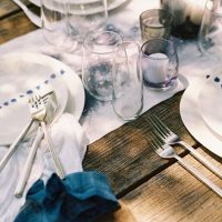 Hand Dyed Table Runners Napkins Blue Farmtables