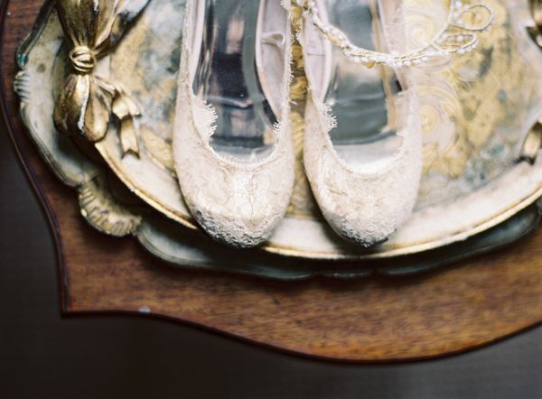 lace-ballet-flats-wedding-shoes-tiara-florintine-tray-wood-gold