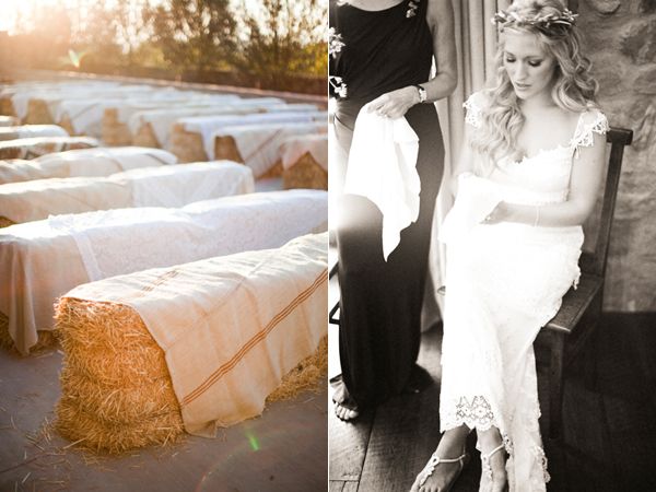 linen-covered-hay-bales-wedding-ceremony-seating