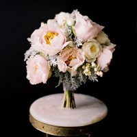 Peony Rose Dusty Miller Ranunculus Bridal Bouquet White Pink Gray Grey