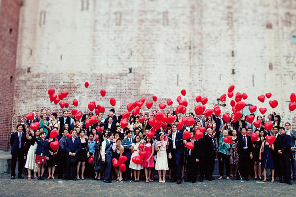 red heart wedding balloons