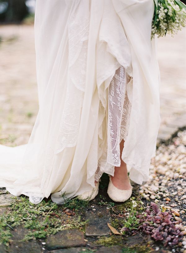 silk-lace-custom-wedding-gown-dress-shoes-lily-of-the-valley-bouquet