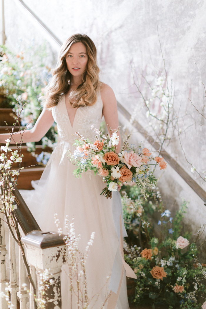 Warm Colored Florals Contrast Rustic Tones in Abandoned Manor Bridal ...