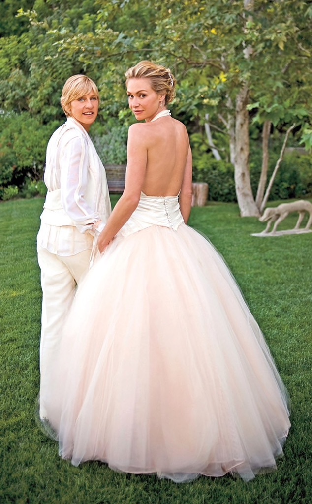 Ellen DeGeneres and Portia de Rossi on their wedding day