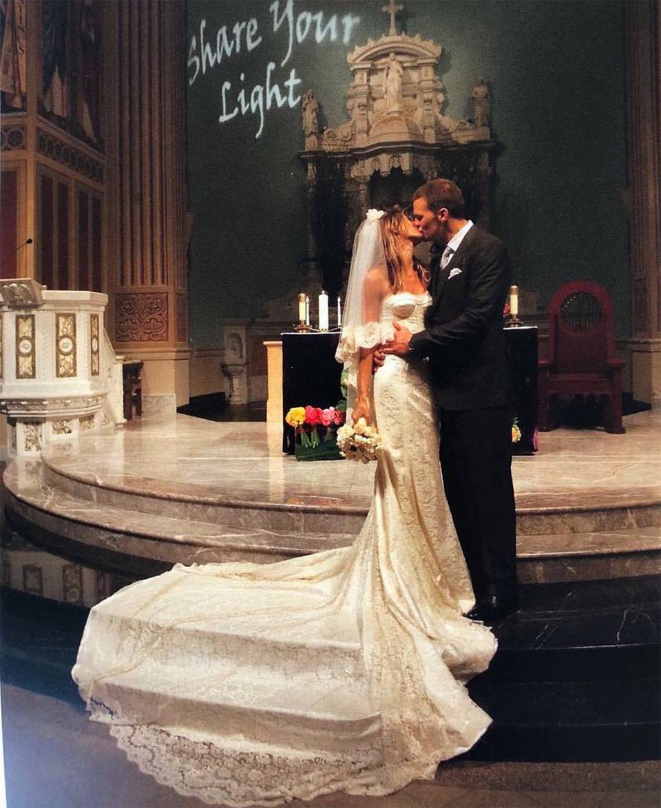 Gisele Bundchen and Tom Brady on their wedding day
