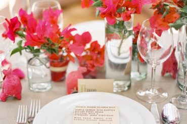 Jose Villa Mexico Workshop Red Coral Pink Bouganvilla Tablescape